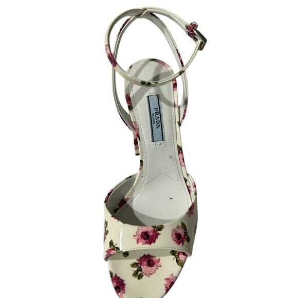 NWT Prada Floral Patent Leather Strappy Slingback Open Toe Heels | Size 36 - Picture 6 of 13